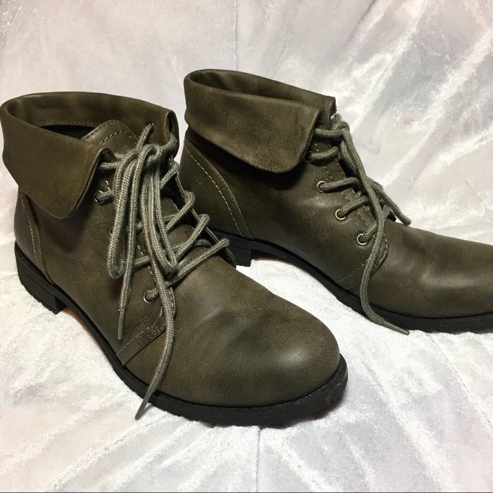 Grey lace up ankle boots